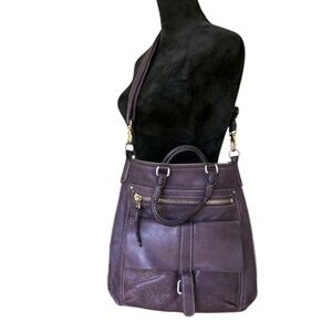 *Rare Colour* Vintage Roots Large Leather Side Saddle Crossbody Bag in Aubergine